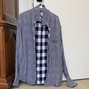 J. Crew Navy and White Checkered Dress Shirt